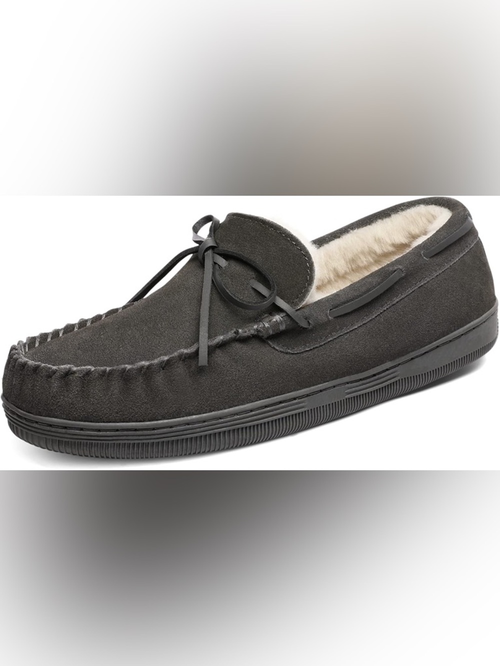 Dream Pairs Men’s Charcoal Suede Moccasin Slip-On with Shearling Lining